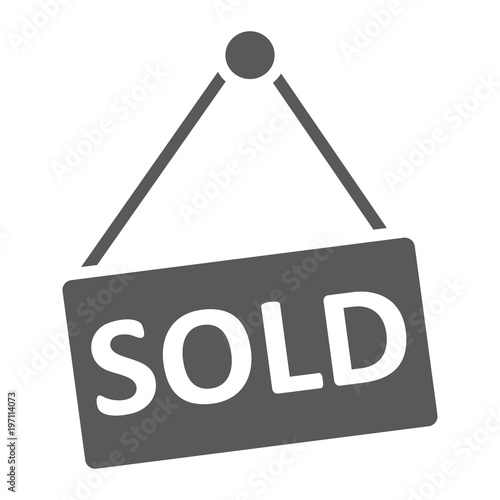 Sold glyph icon, real estate and home, sale sign vector graphics, a solid pattern on a white background, eps 10.