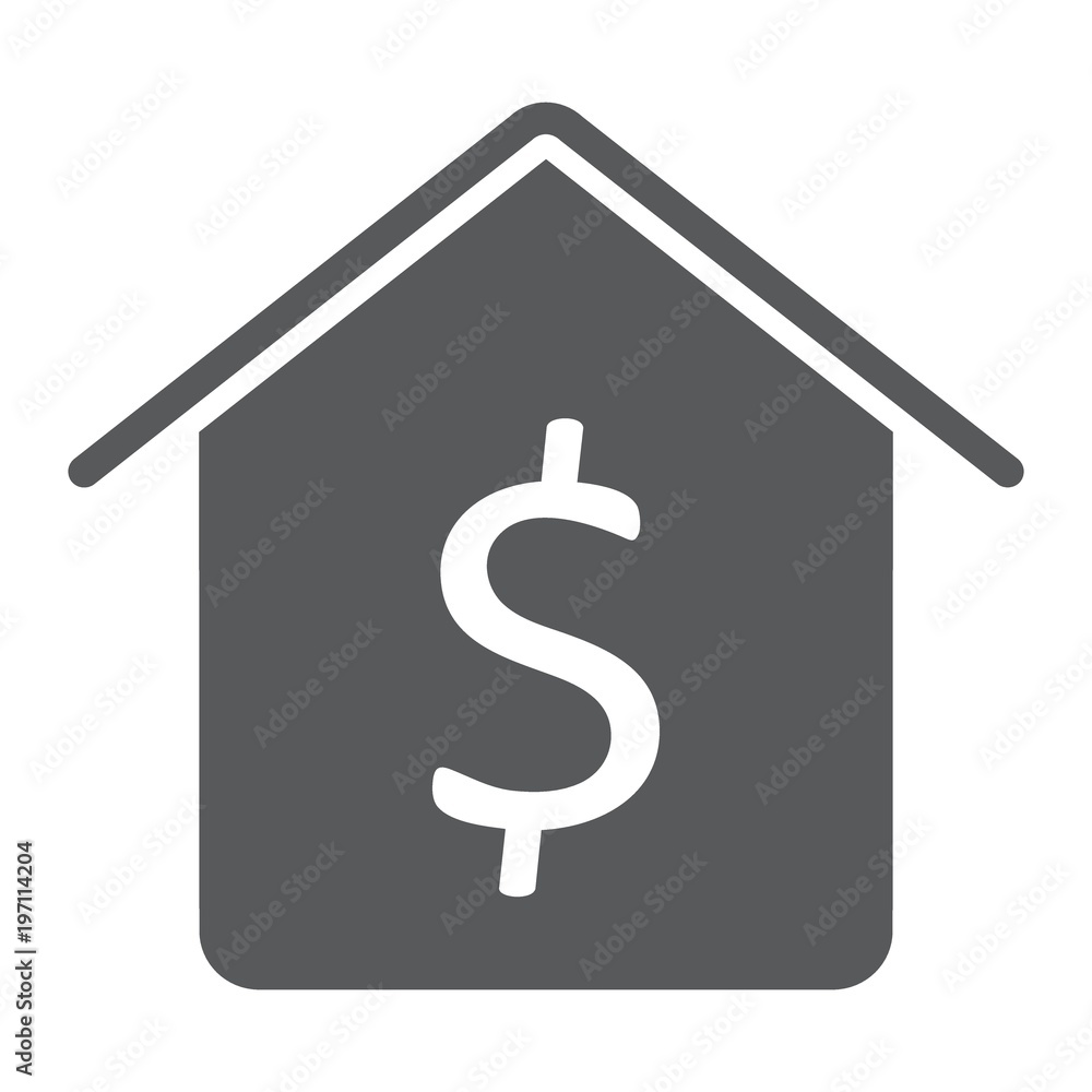 Dollar house glyph icon, real estate and home, buy sign vector graphics, a solid pattern on a white background, eps 10. Dollar house glyph icon, real estate and home, buy sign vector graphics, a solid pattern on a white background, eps 10.