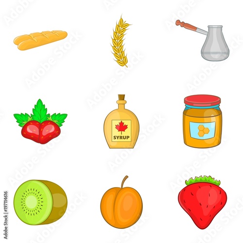 Foodist icons set, cartoon style