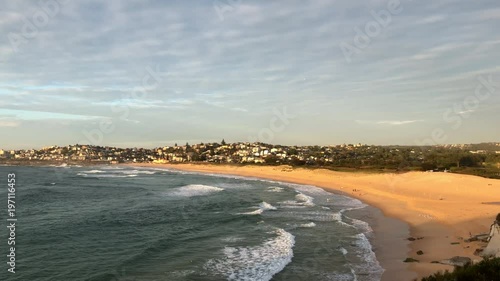 Curl Curl Beach, Sydney, viewed from the north in cloudy morning.