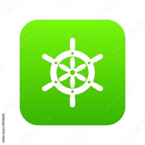 Ship wheel icon digital green