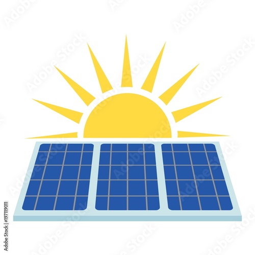 Solar panel icon, flat style