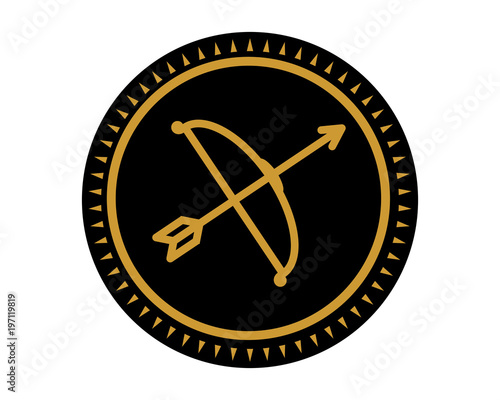 black archer icon sport equipment tool utensil image vector