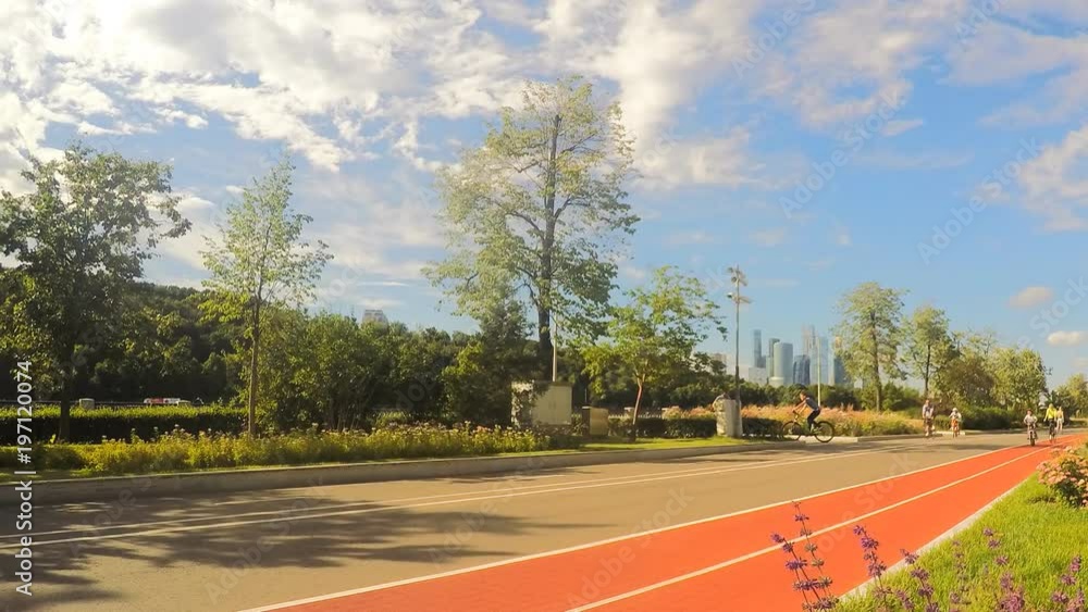 Path For Active Sports In the summer Park Timelapse Path For Active Sports In the summer Park Timelapse