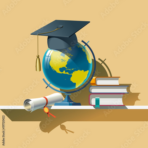 Attributes of Education. Vector illustration.