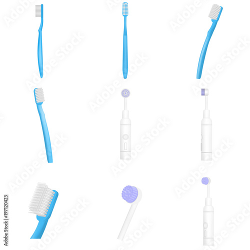 Toothbrush dental mockup set, realistic style