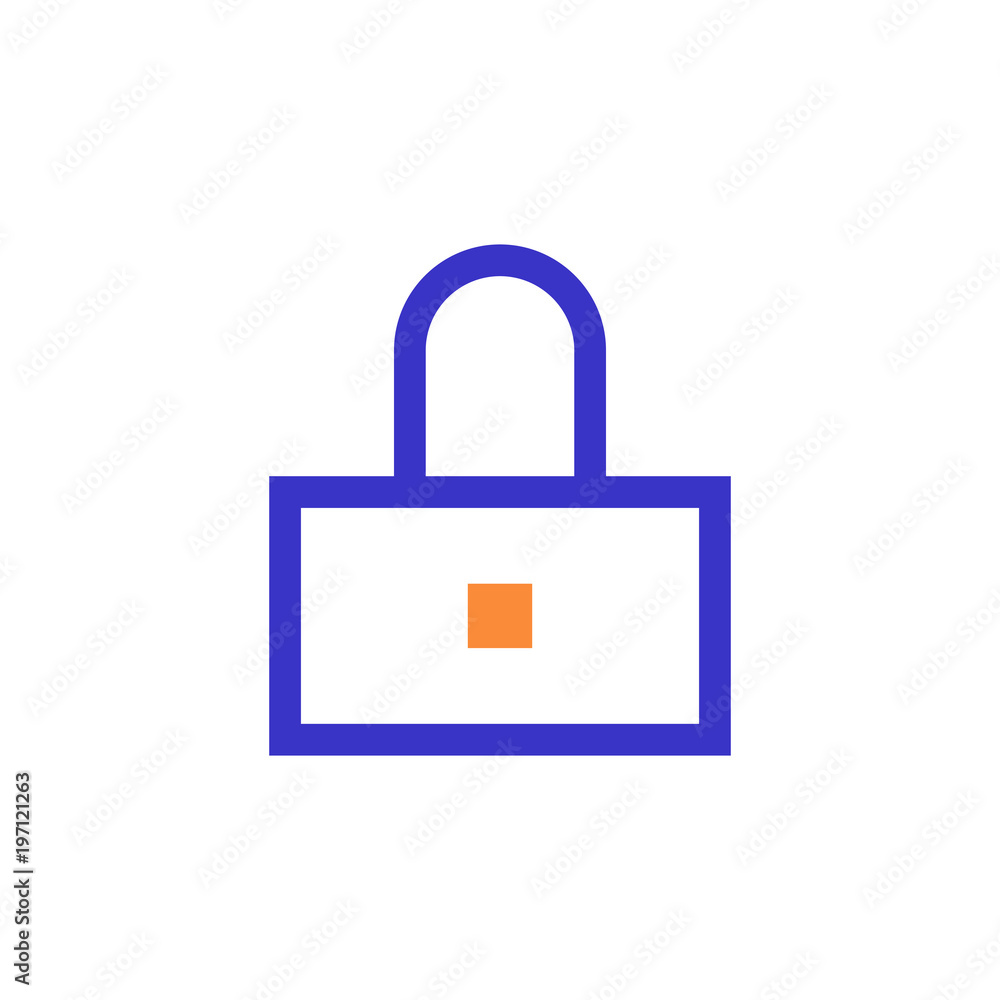 lock outline blue orange icon vector illustration lock outline blue orange icon vector illustration