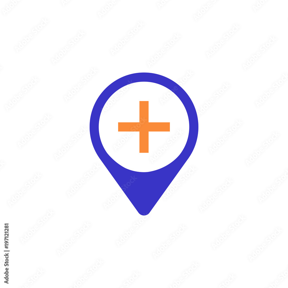 Fototapeta premium place outline blue orange icon vector illustration