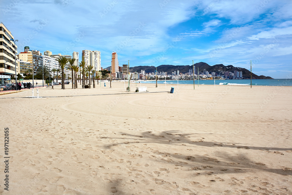 Spain, Alicante province: View for amazing beach in Benidorm on west coast of Spain