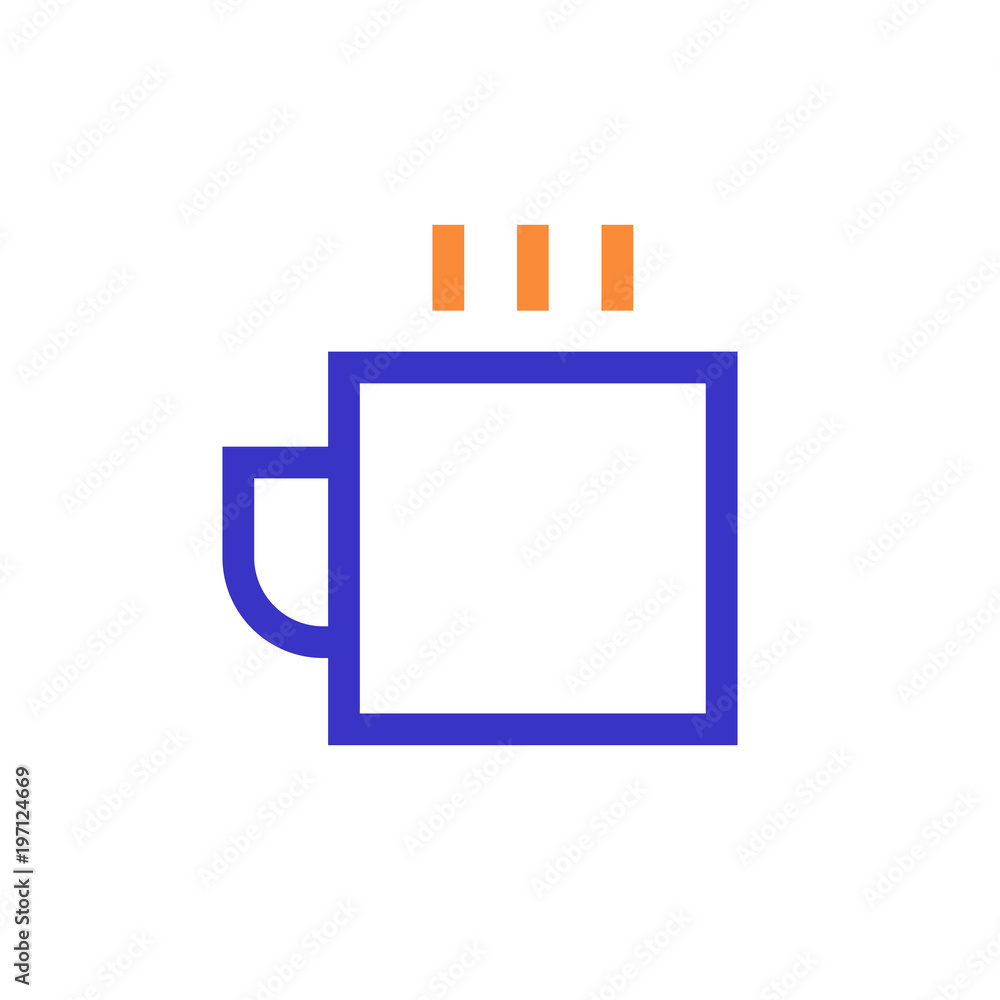cup outline blue orange icon vector illustration cup outline blue orange icon vector illustration