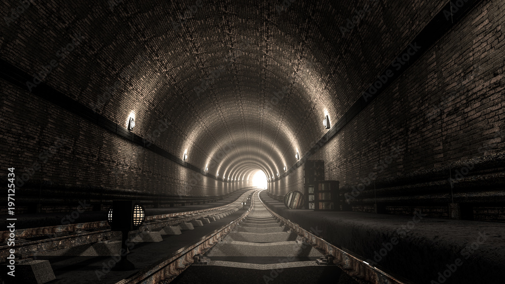 Fototapeta premium realistic old subway metro tunnel