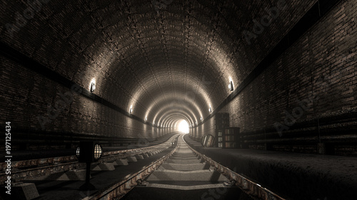realistic old subway metro tunnel
