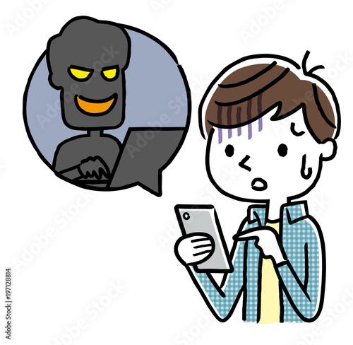 男の子：スマートフォン、インターネット、犯罪、詐欺