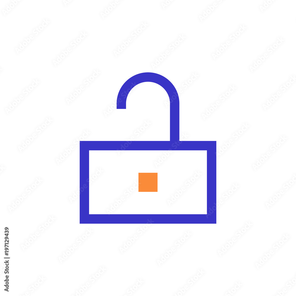 unlock outline blue orange icon vector illustration unlock outline blue orange icon vector illustration