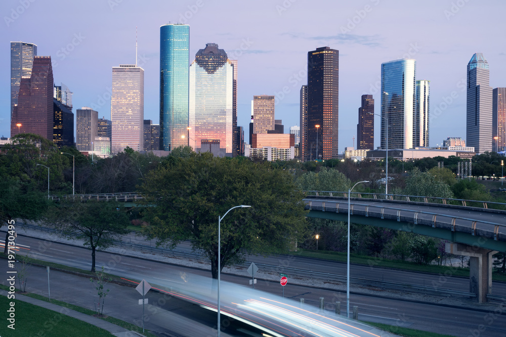 Downtown Houston at sunset. Texas, United States