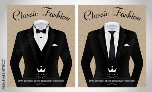 Business suit template with a black tie and white shirt banner