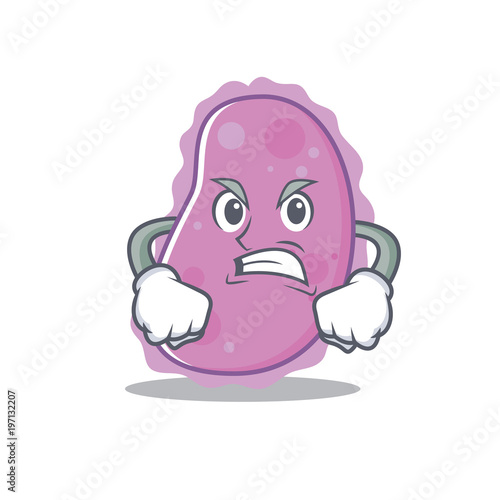 Angry bacteria mascot cartoon style