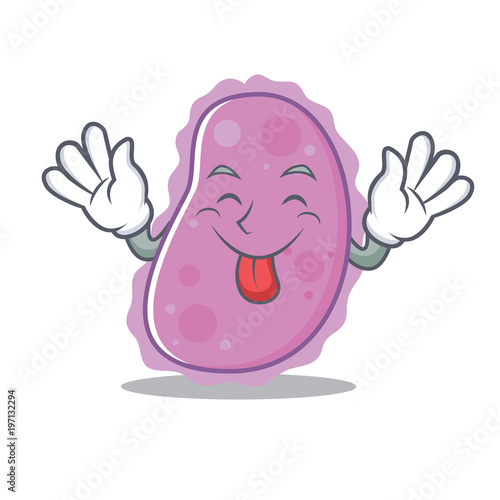 Tongue out bacteria mascot cartoon style
