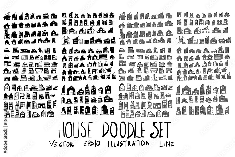 Set of vector doodle drawing Collection House on white background eps10 Set of vector doodle drawing Collection House on white background eps10
