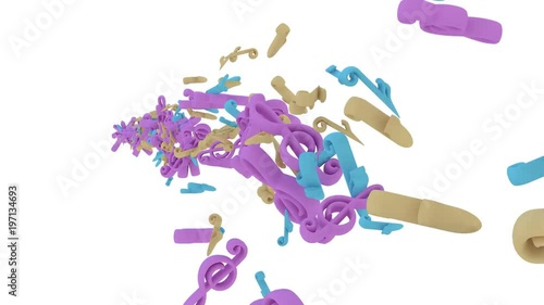 fireworks from fluttering musical notes and treble clefs