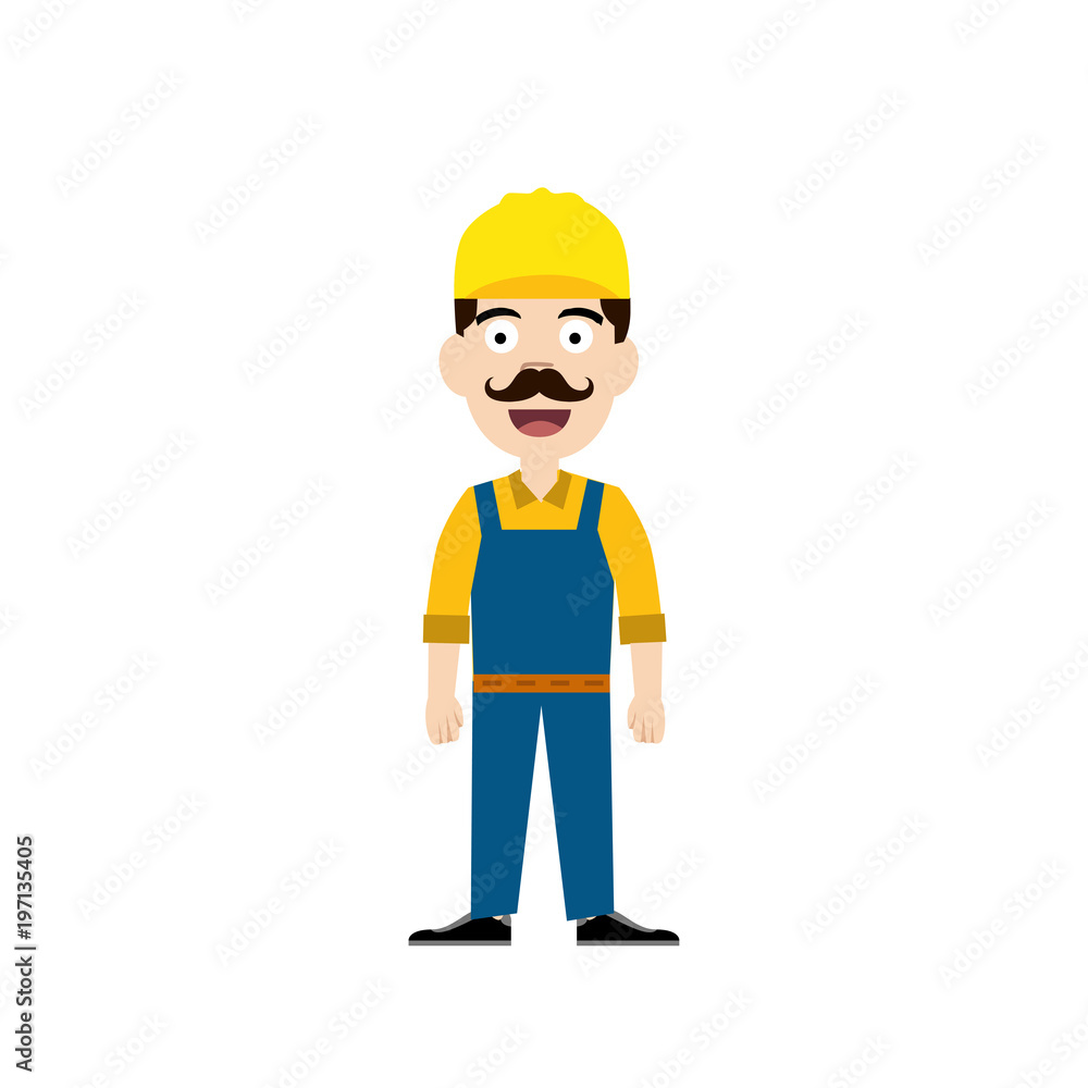 working man character with cute moustache working man character with cute moustache