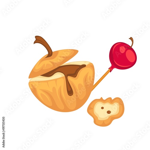 Natural apples in caramel and with chocolate inside