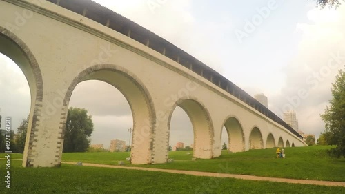old aqueduct in the city park timelapse