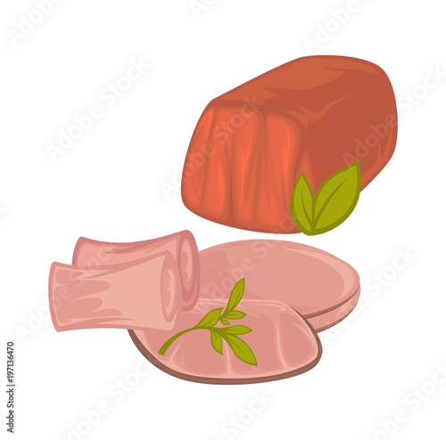 Delicious tender veal and ham slices with greenery