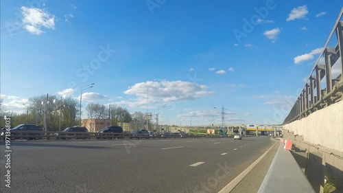 cars on the highway on summer day timelapse
