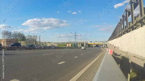 cars on a highway on summer day timelapse