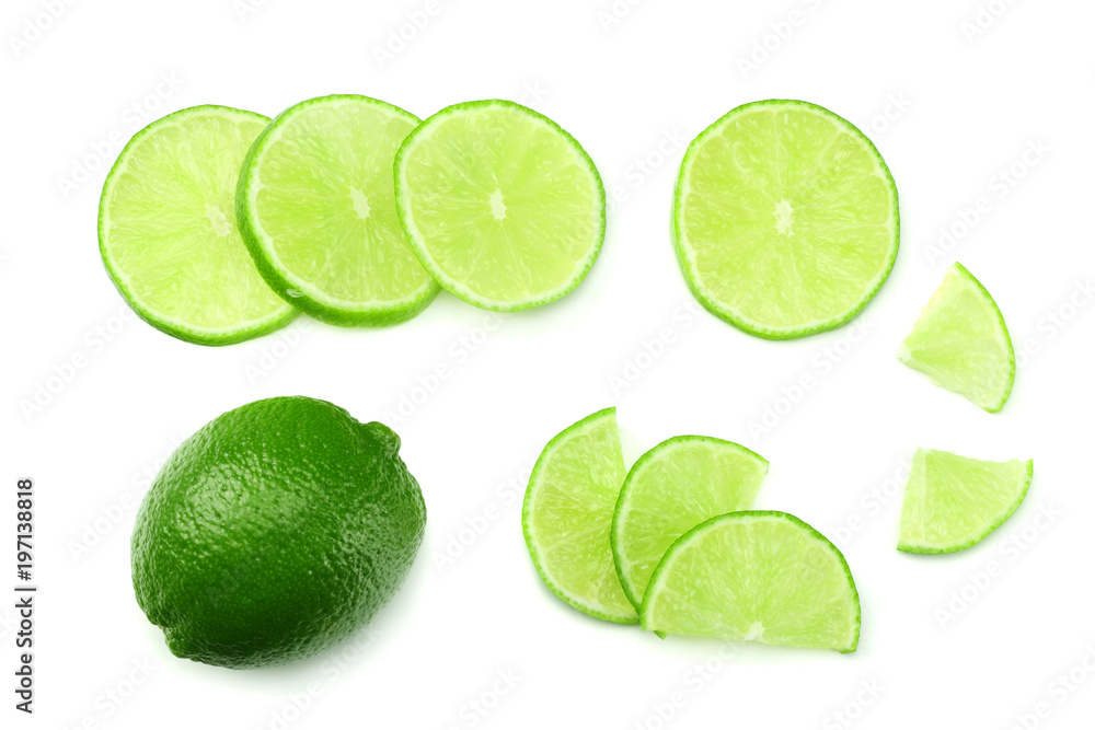 healthy food. sliced lime isolated on white background top view