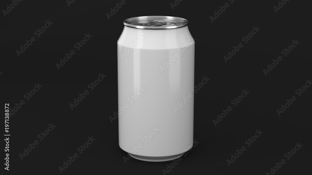 Blank small white aluminium soda can mockup on black background Blank small white aluminium soda can mockup on black background