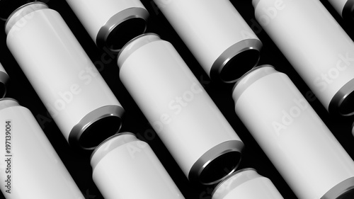 Raws of white soda cans