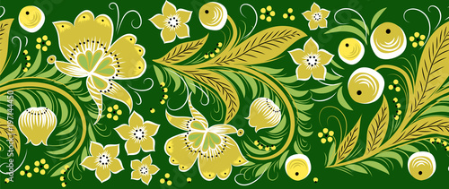 Khokhloma. Russian seamless pattern