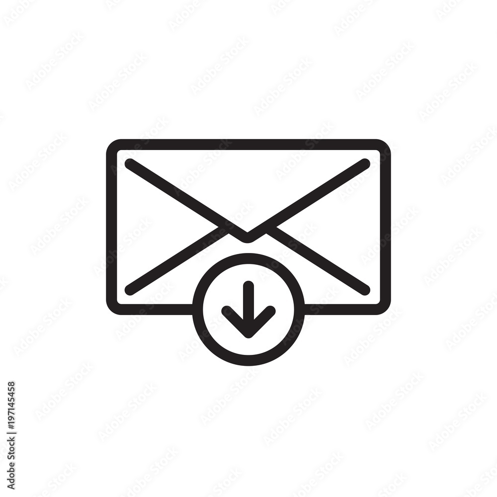 download mail, receive mail outlined vector icon. Modern simple isolated sign. Pixel perfect vector  illustration for logo, website, mobile app and other designs