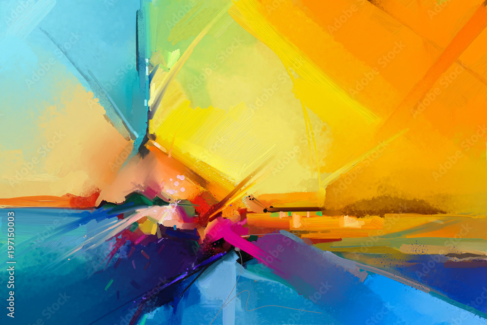 Abstract colorful oil painting on canvas texture. Semi abstract image