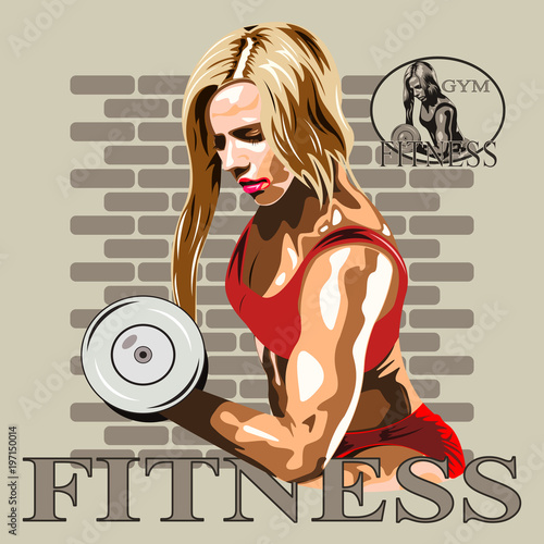 athletic woman with dumbbells