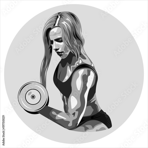 athletic woman with dumbbells