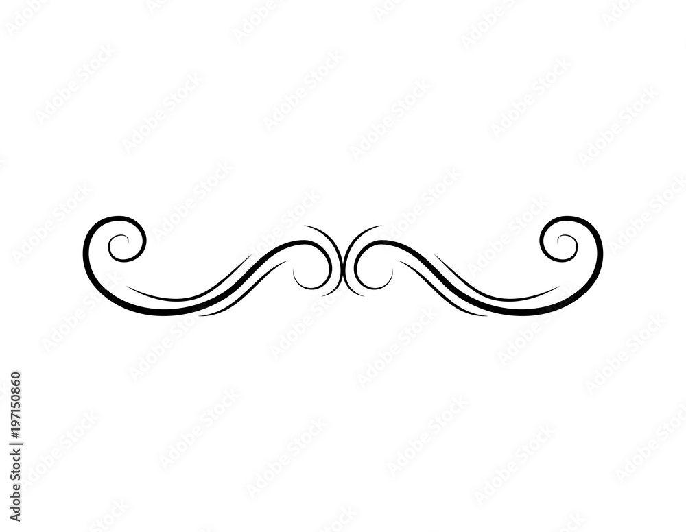 Flourish swirl ornate decoration. Scroll element, swirl.  illustration.