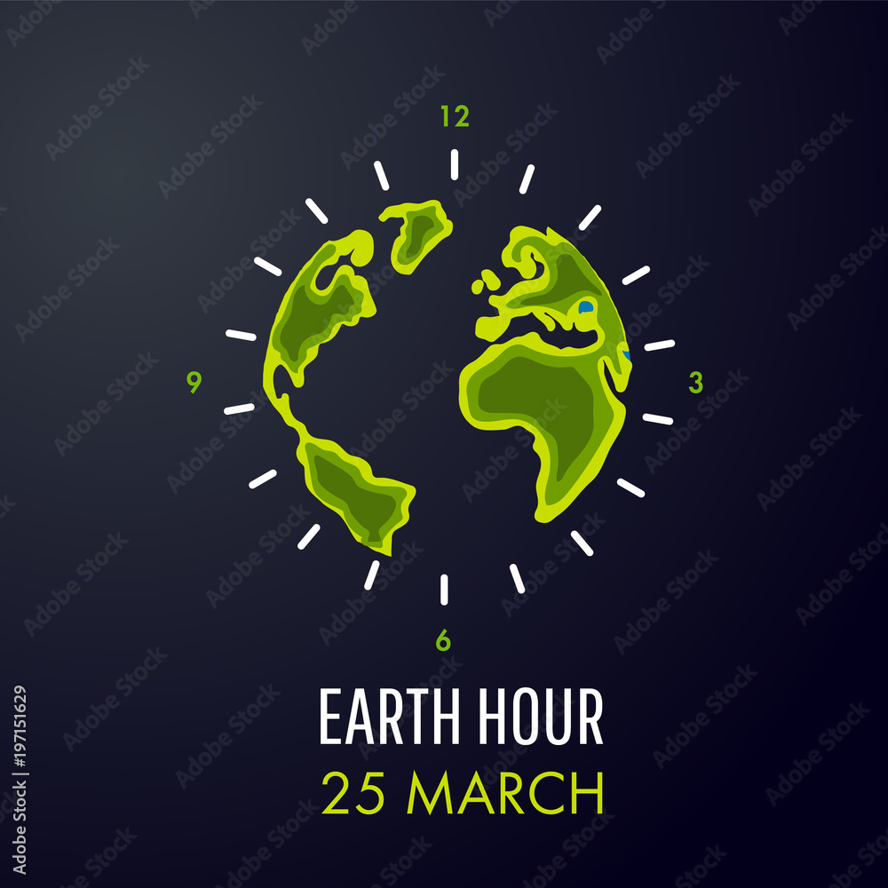 Illustration of Earth hour. 25 march. Illustration of Earth hour. 25 march.