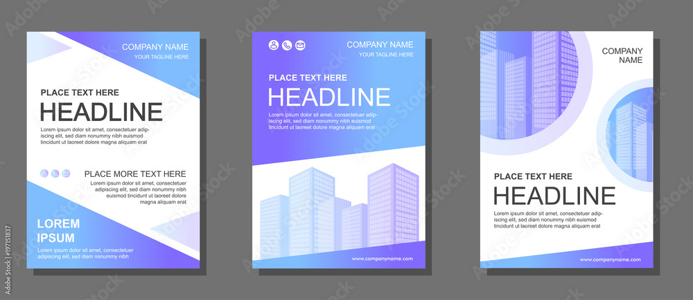 set of brochures for advertising, reporting, corporate style. Geometric brochure template design. Vector illustrations for business presentation, business paper, corporate document cover.