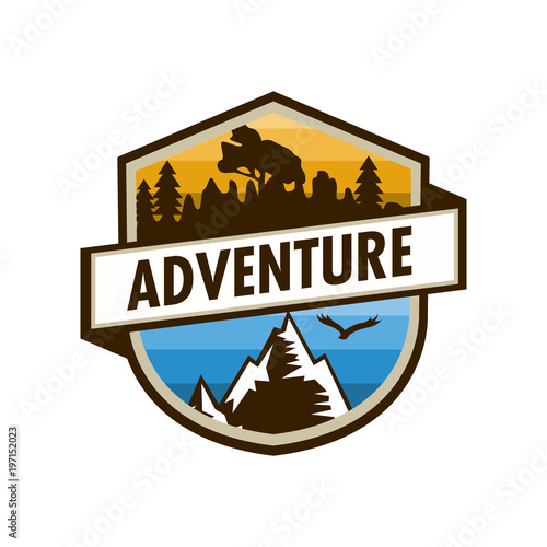 Adventure Outdoor Unique Shield Badge Design