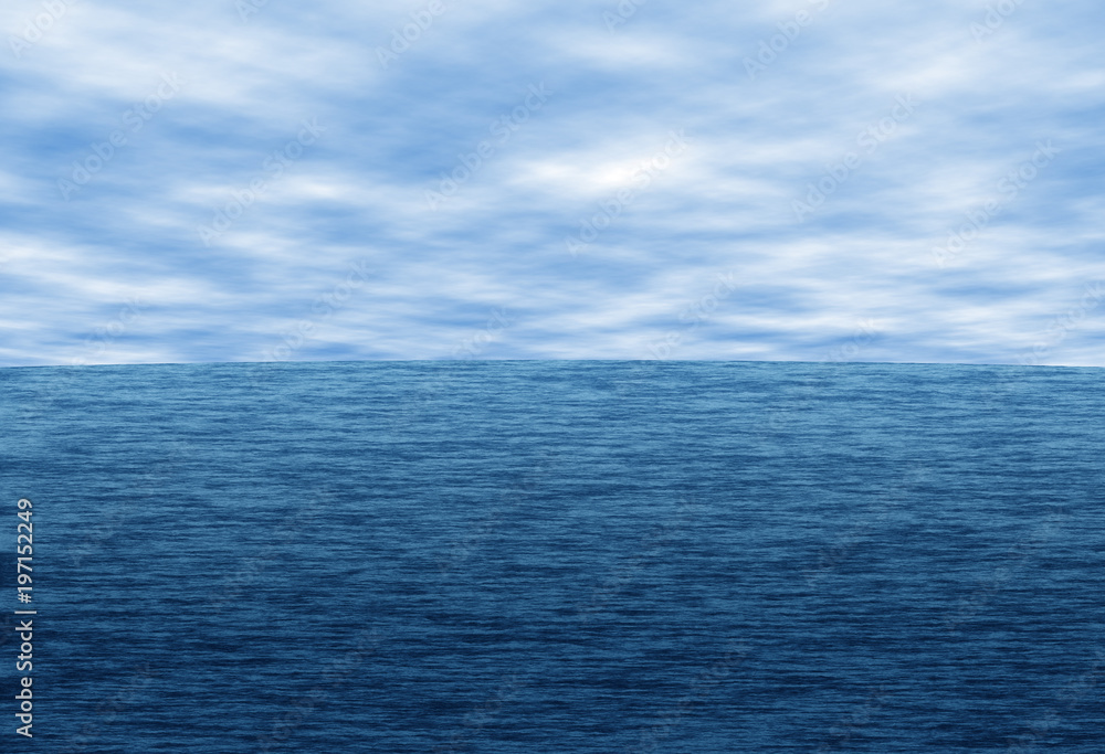 Hand drawn sea and clouds background illustration