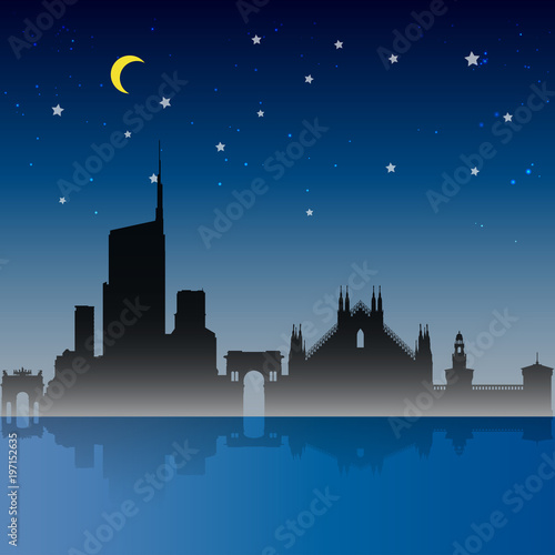 Milan City Night Scene 