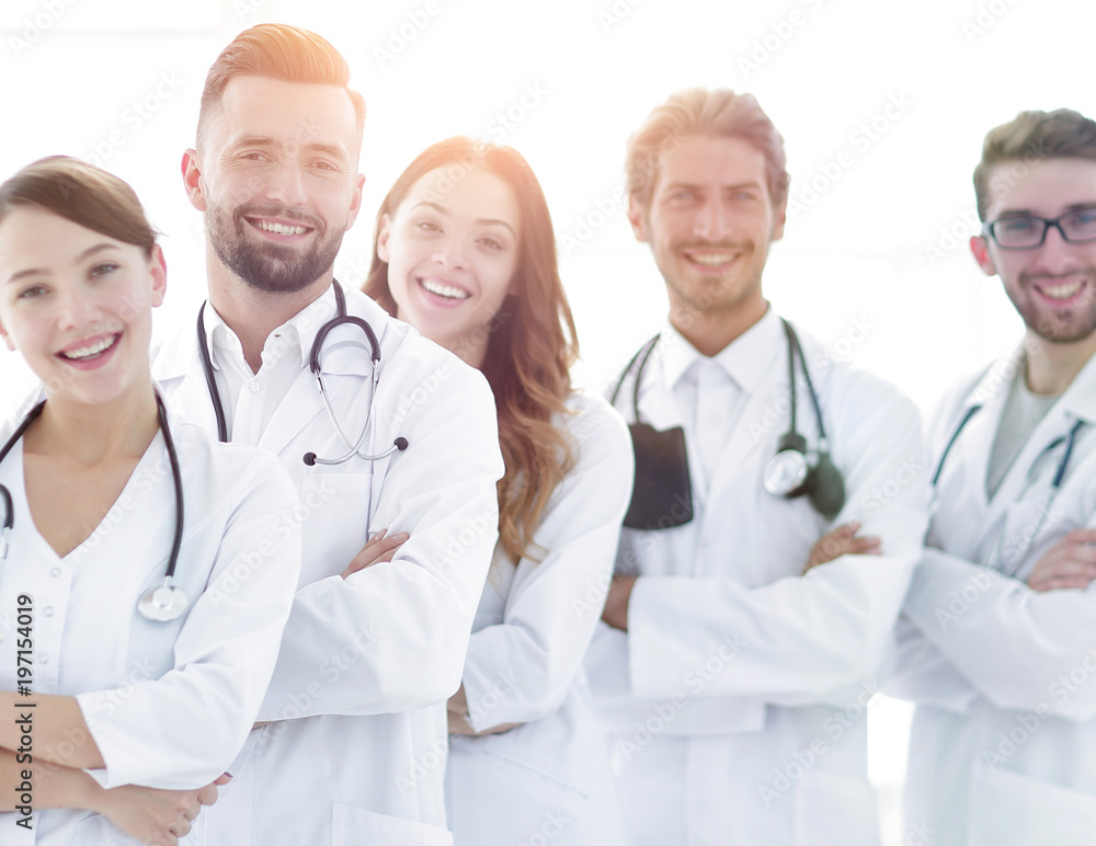 portrait of a successful group of doctors interns. portrait of a successful group of doctors interns.