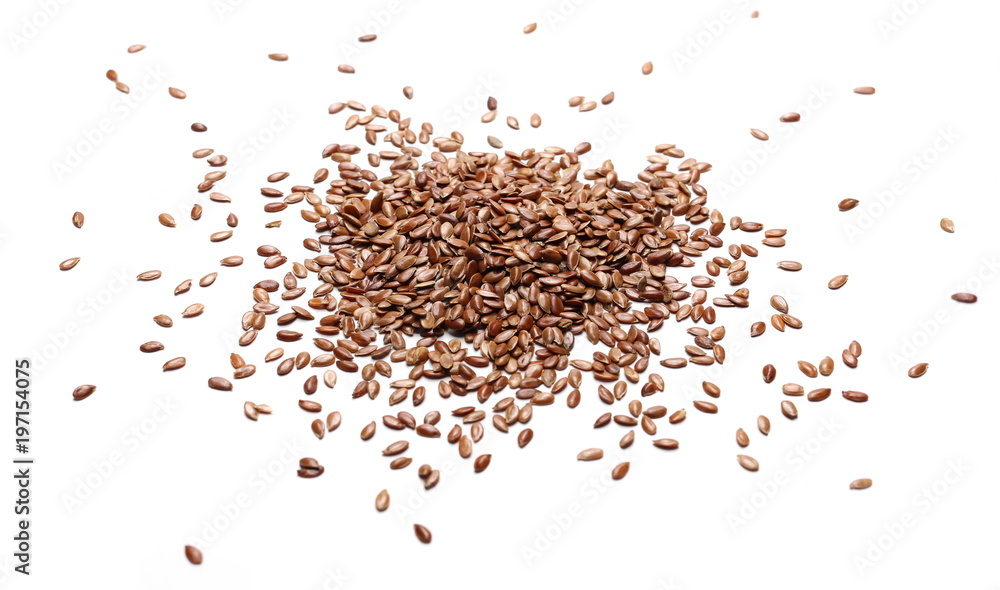 Flax seed, linseed pile isolated on white background Flax seed, linseed pile isolated on white background