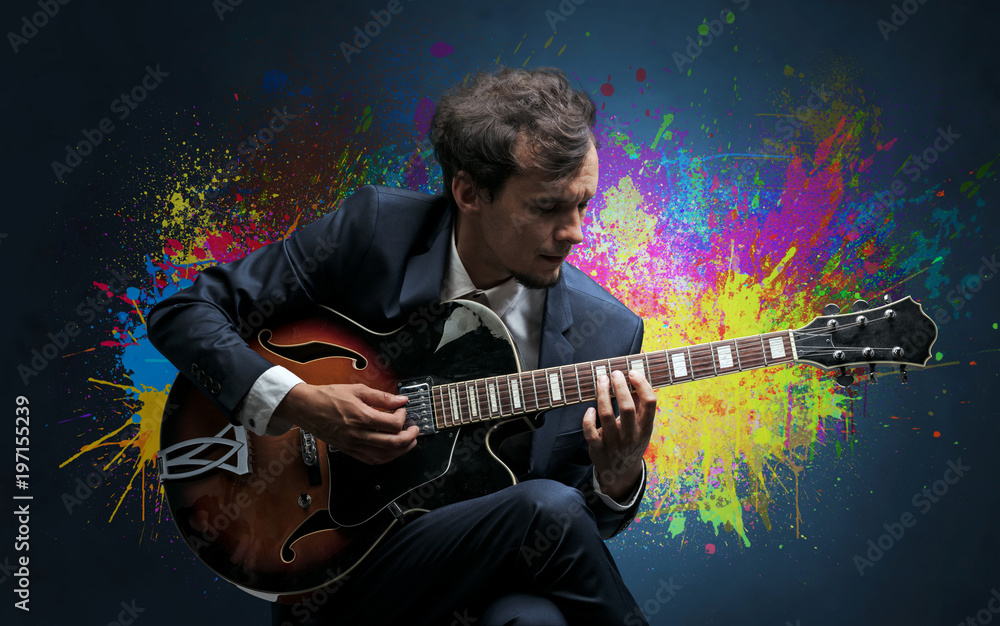 Obraz premium Composer with splotch and his guitar