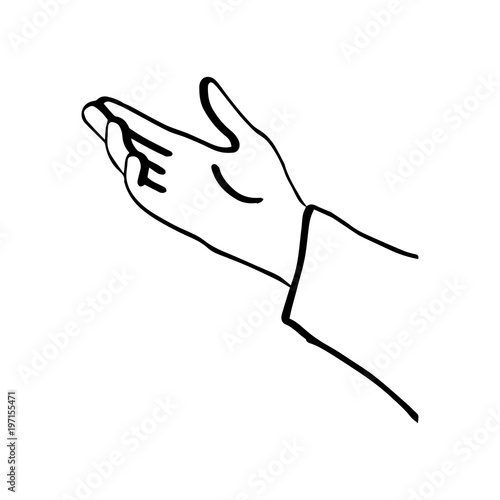hand open and ready to help or receive vector illustration sketch hand drawn with black lines isolated on white background