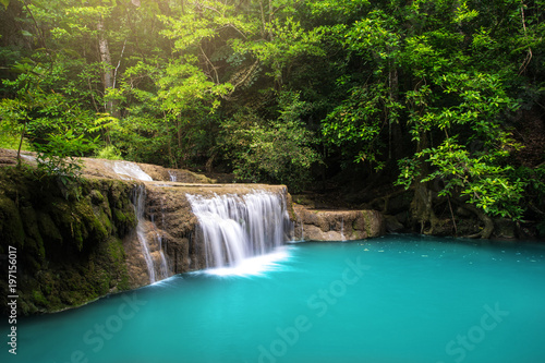 Waterfall in forest at Erawan National Park  Thailand