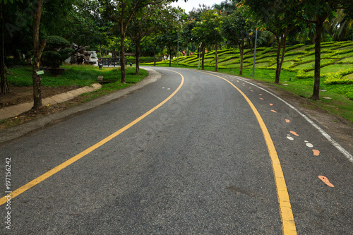 Road pathway Jogging track in the park for relaxing walking jogging or ride bicycle and exercise.